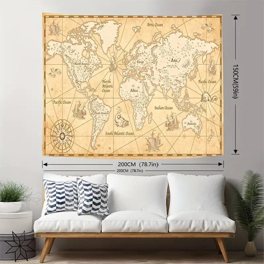 World Map Retro Style Ancient Fabric Tapestry 78.7" x 59" NEW! Home & Garden:Home Décor:Tapestries Style Your Walls